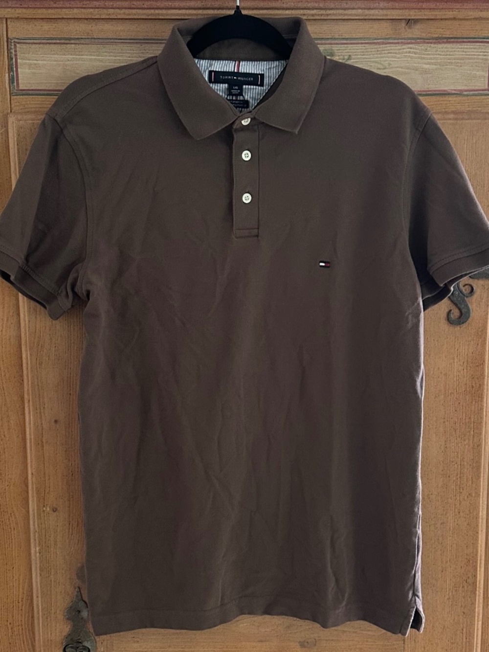 Men's - TOMMY HILFIGER - Brown Classic Short-Sleeve Polo Shirt - Size L